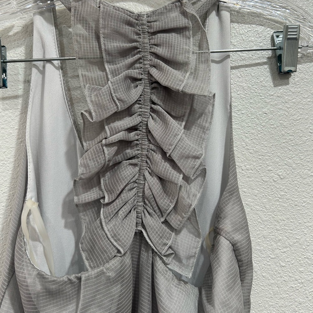 Love Notes Grey Racerback Ruffle Mini Dress SZ Small - Picture 7 of 10